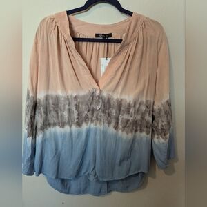 YanaK Mason Blue Gray Rayon Chalias Tie-dye tunic.  NWT Size Small
